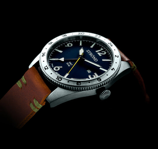 Luxury Stainless Steel Watch – Blue Dial with GMT Function