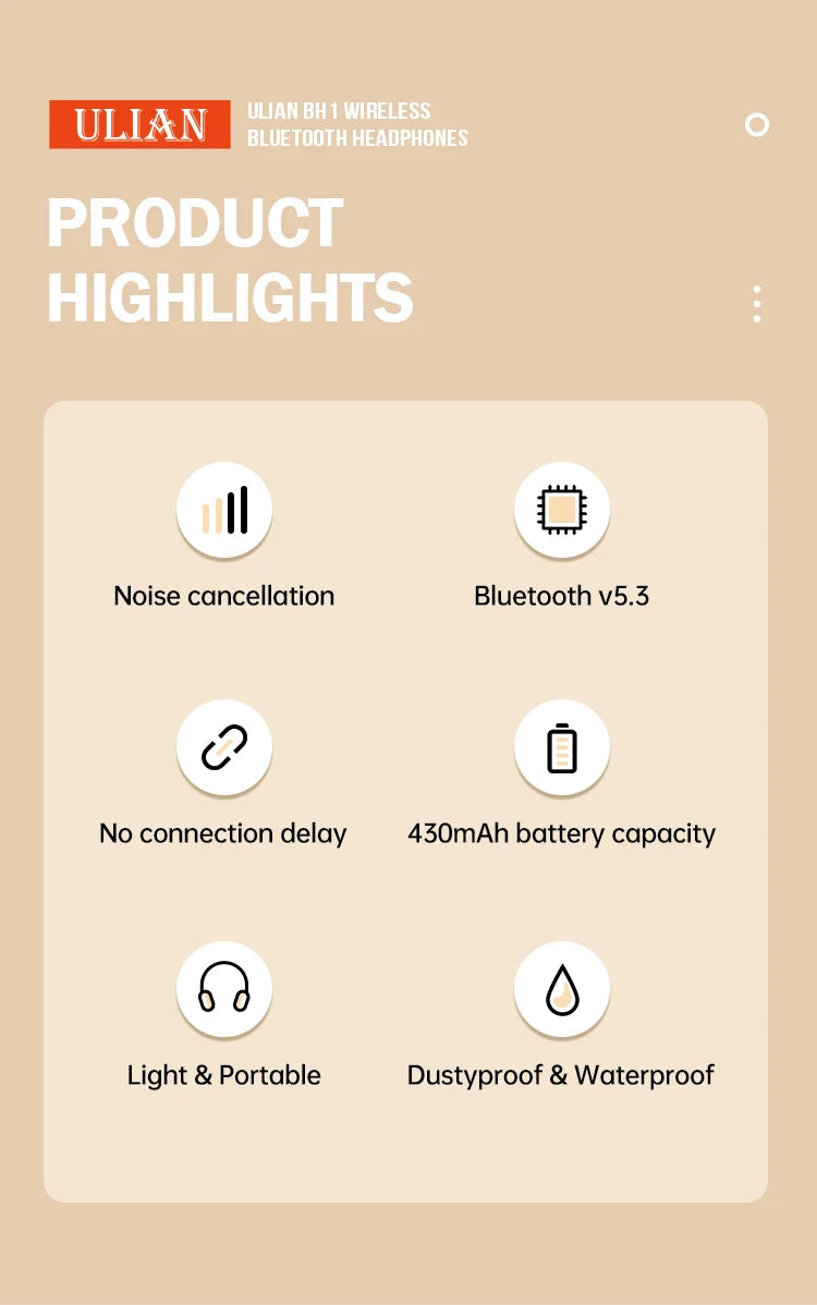 BH1 Type-C Bluetooth Headphones – Foldable Wireless Headset