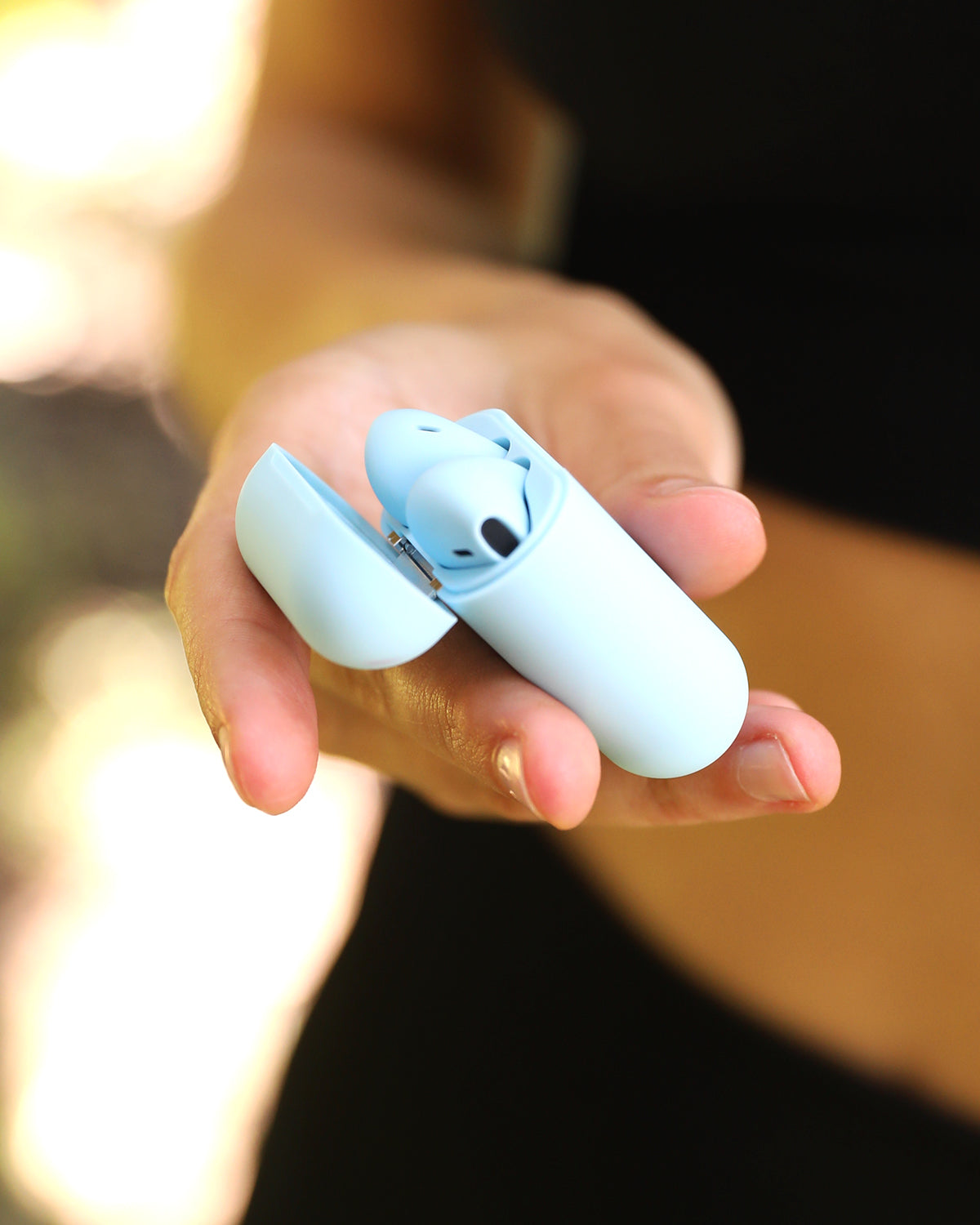 Macaron Wireless Bluetooth Earbuds – Light Blue, Noise-Cancelling, Touch Control with Charging Case