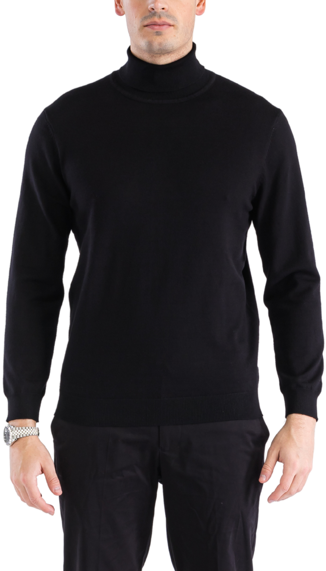 Men’s Black Pullover Turtleneck Sweater – Classic Slim Fit Knit