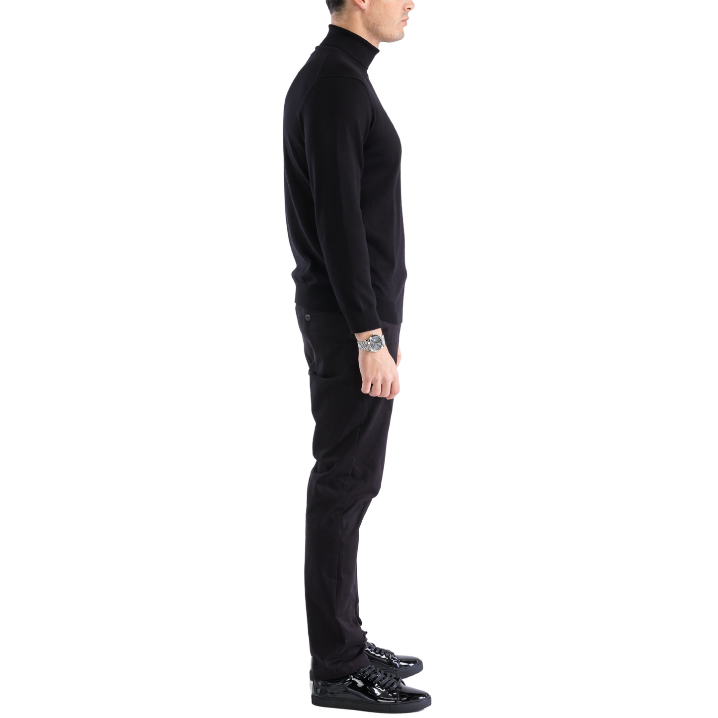 Men’s Black Pullover Turtleneck Sweater – Classic Slim Fit Knit