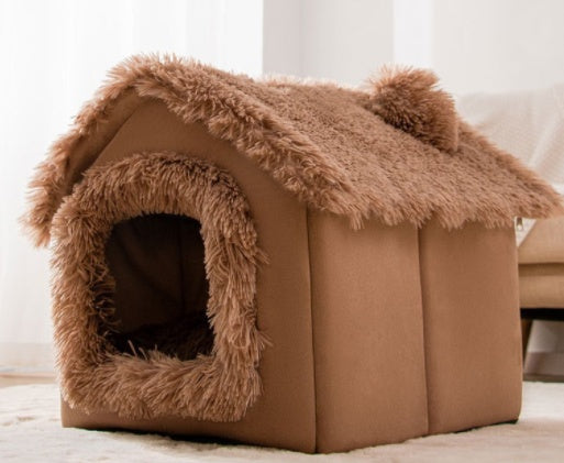 Foldable Dog House Pet Cat Bed Winter Dog Villa Sleep Kennel Removable Nest Warm Enclosed Cave Sofa Pets Supplies Animals