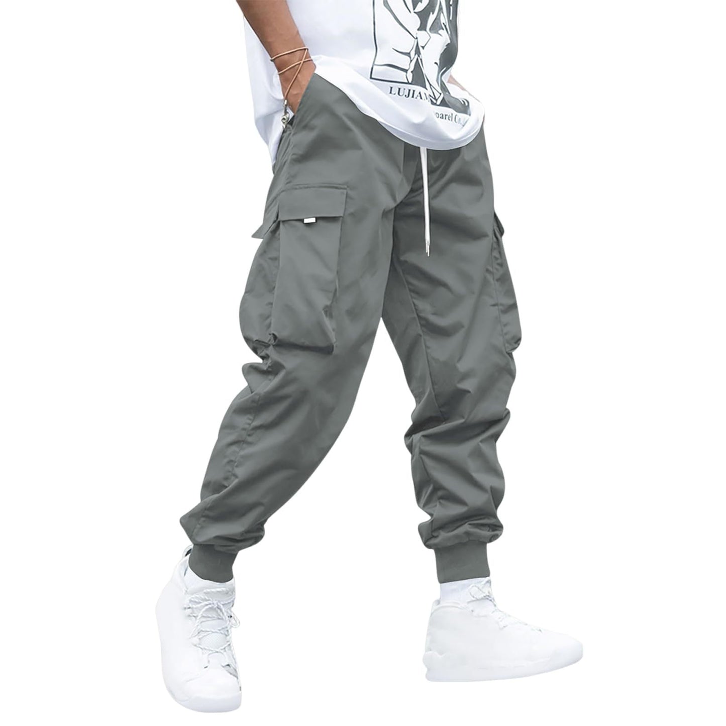 rendy Cargo Pants for Men – Casual Outdoor Street Style with Drawstring Waist Fashion