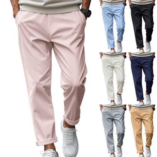 Relaxed Fit Men’s Pants – Breathable Waist-Tied Trousers with Pockets Fashion