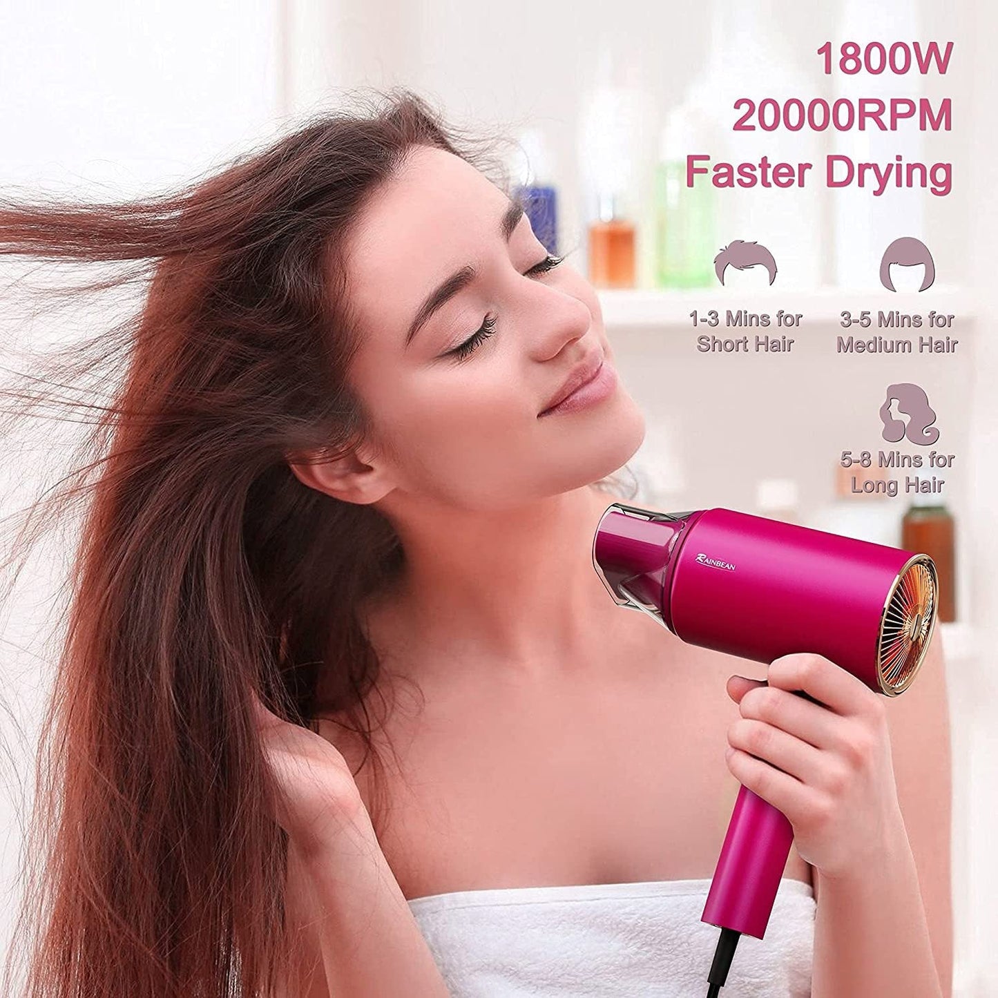 Professional Ionic Hair Dryer – 1800W Low Noise Fast Drying | 2 Speed, 3 Heat Settings Fashion
