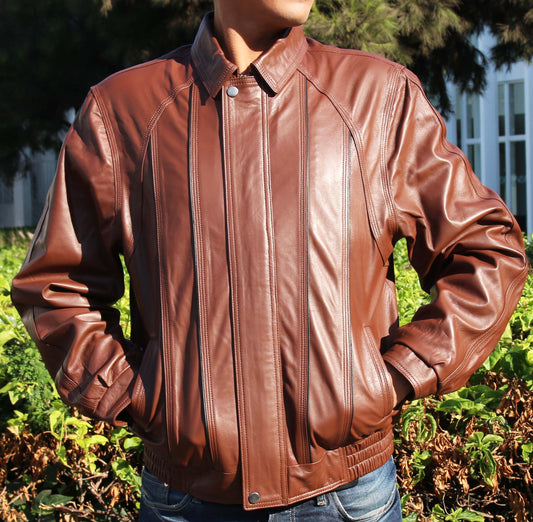 Theo Men’s Genuine Leather Jacket – Classic Stylish Outerwear