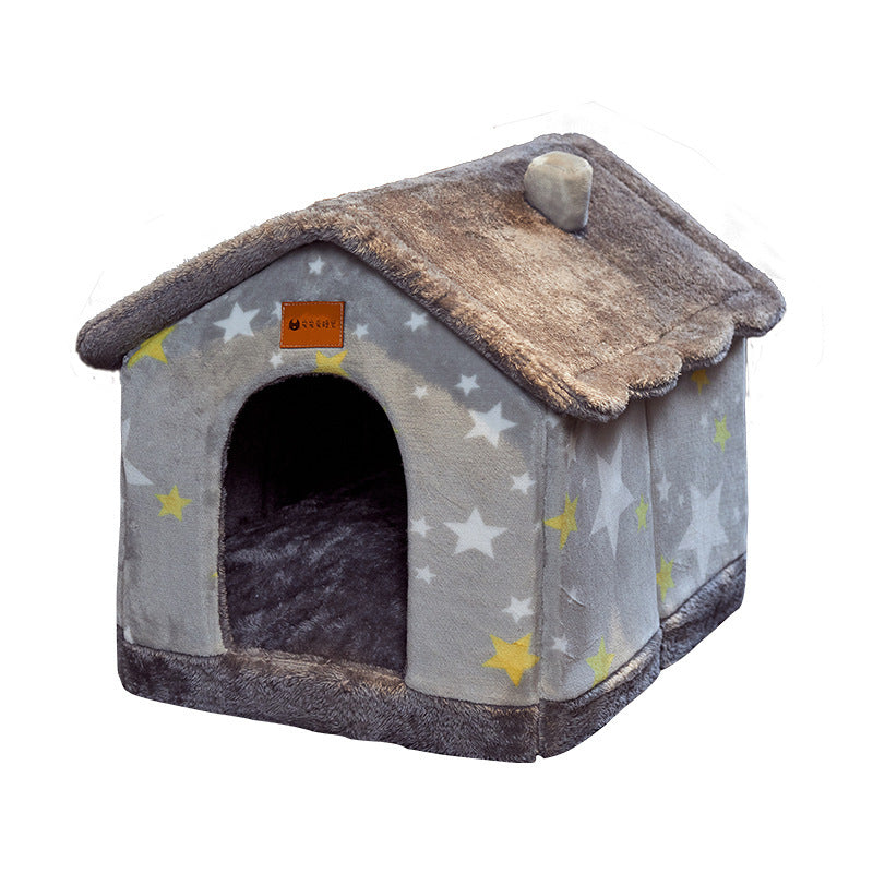 Foldable Dog House Pet Cat Bed Winter Dog Villa Sleep Kennel Removable Nest Warm Enclosed Cave Sofa Pets Supplies Animals