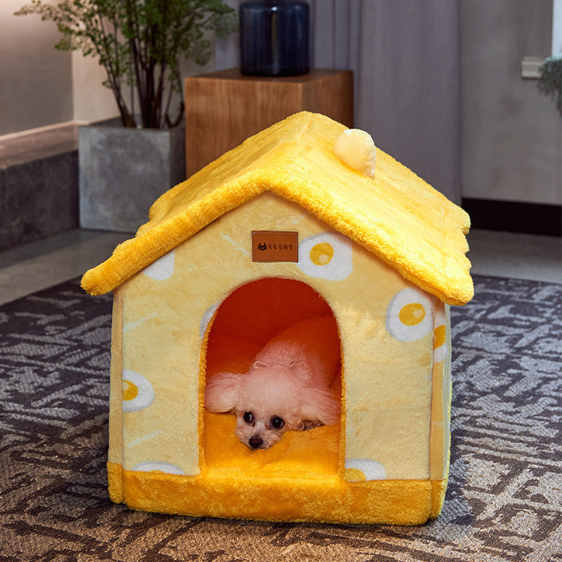Foldable Dog House Pet Cat Bed Winter Dog Villa Sleep Kennel Removable Nest Warm Enclosed Cave Sofa Pets Supplies Animals