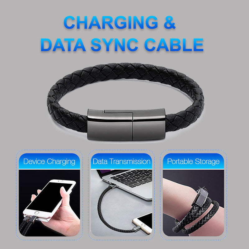 Fashion USB Bracelet – Portable Charging Cable for iPhone 14/13 & Type-C Phones Fashion