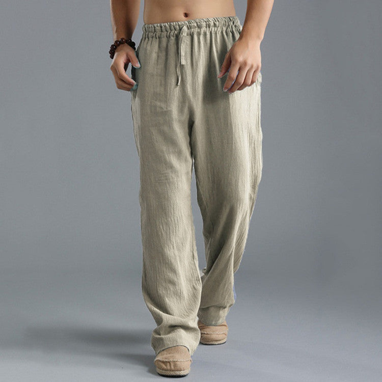 Comfort Fit Linen Pants for Men – Stylish Loose Casual Sports Bottoms Fashion