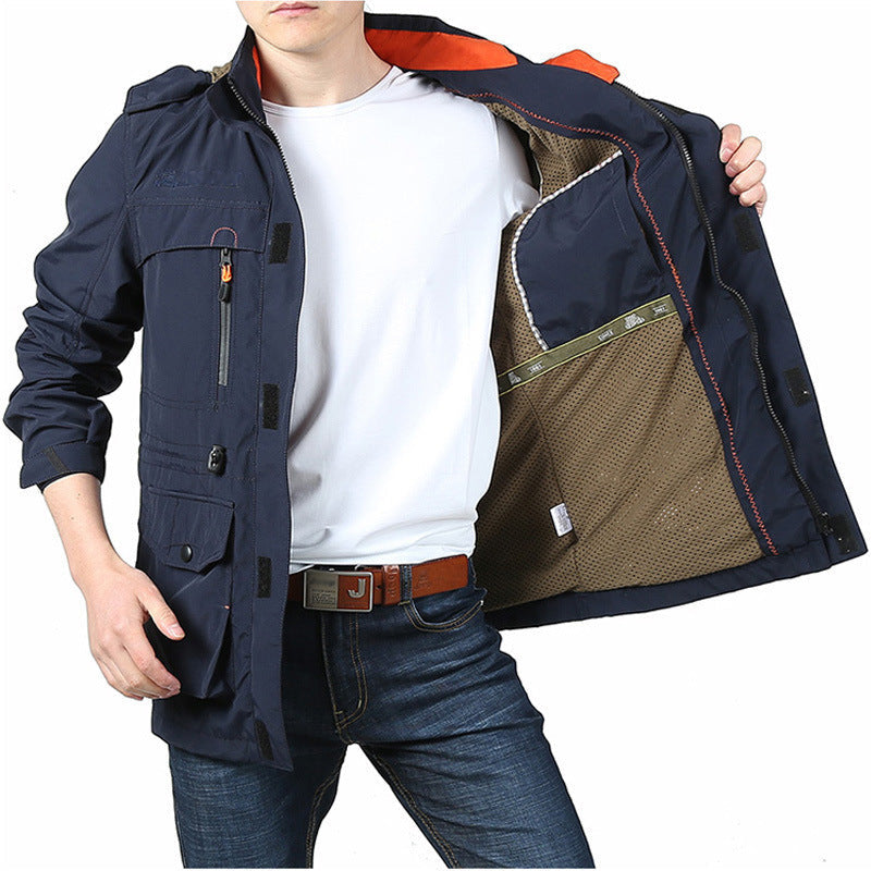 All-Season Men’s Jacket – Hooded Medium-Length Outdoor Plus Size Style Fashion