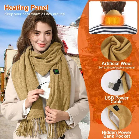 Winter Heated Scarf – USB Electric Neck Warmer for Outdoor Comfort Fashion