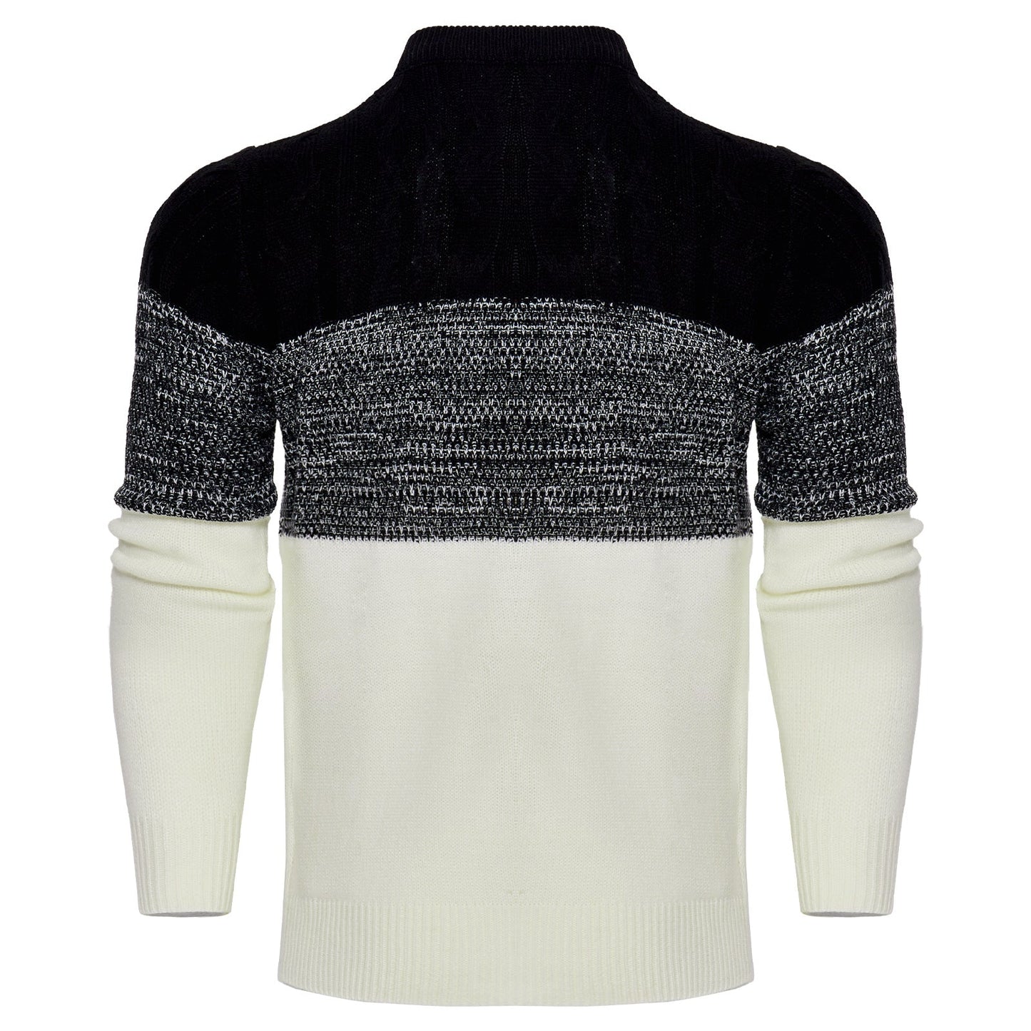 Trendy Cable Knit Pullover – Men’s Casual Long Sleeve Color Block Sweater Fashion