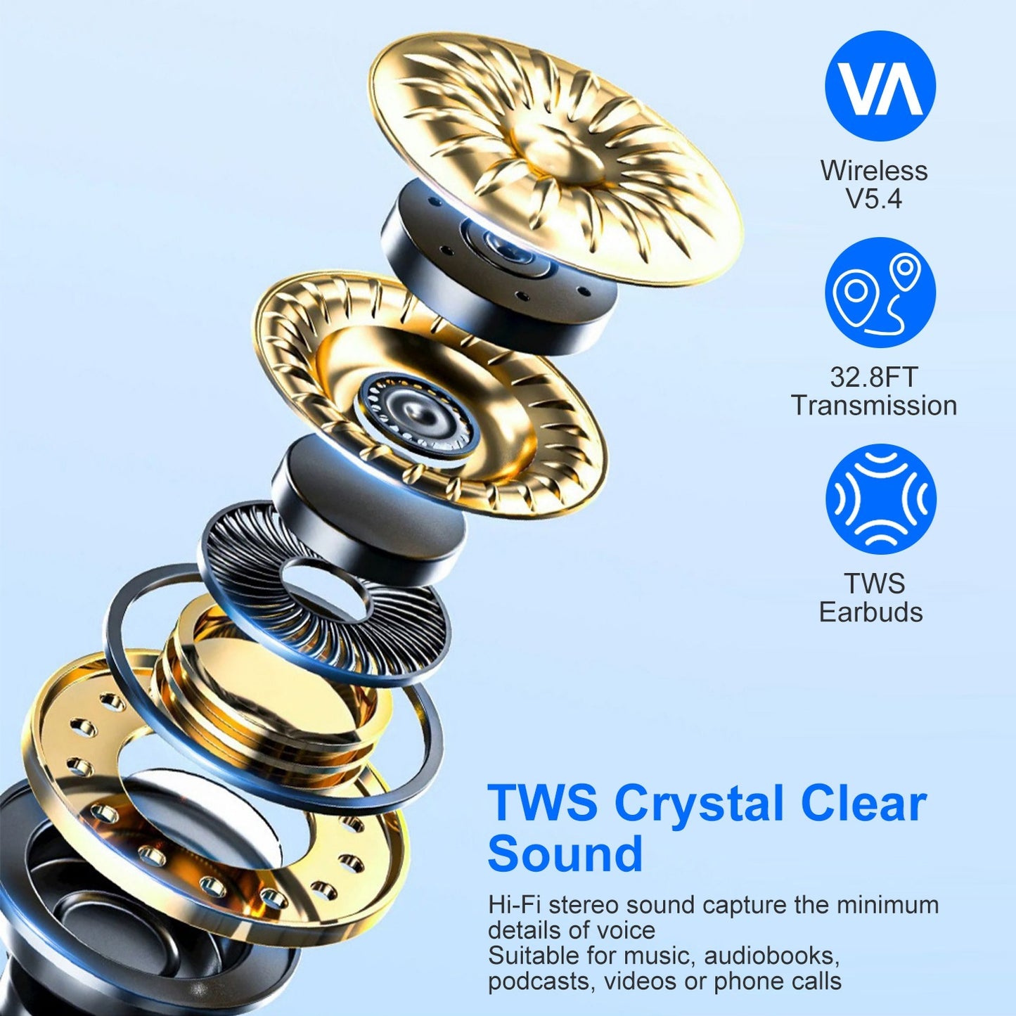 Wireless Open-Ear Sport Earbuds V5.4 – LED Display & Waterproof Headphones Electronics