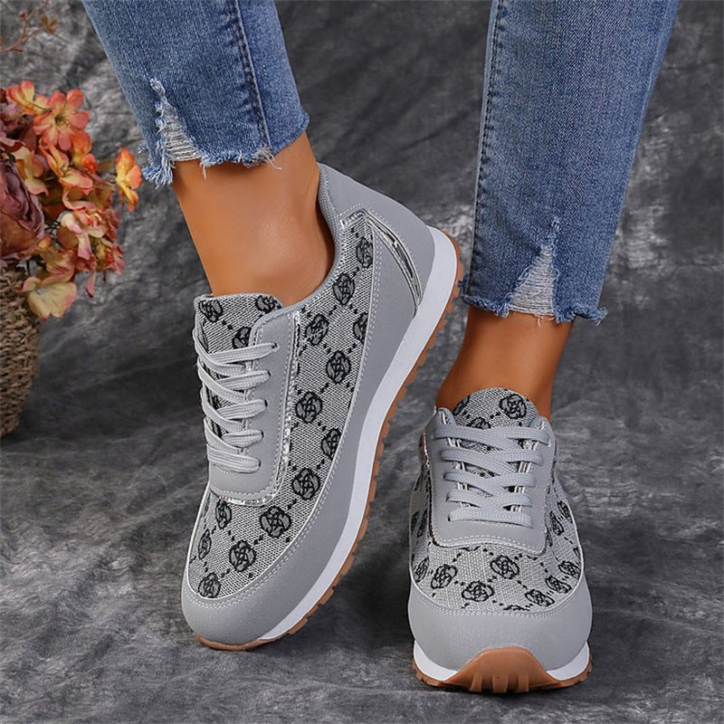 Floral Casual Sneakers – Breathable Lace-Up Walking & Running Shoes Fashion