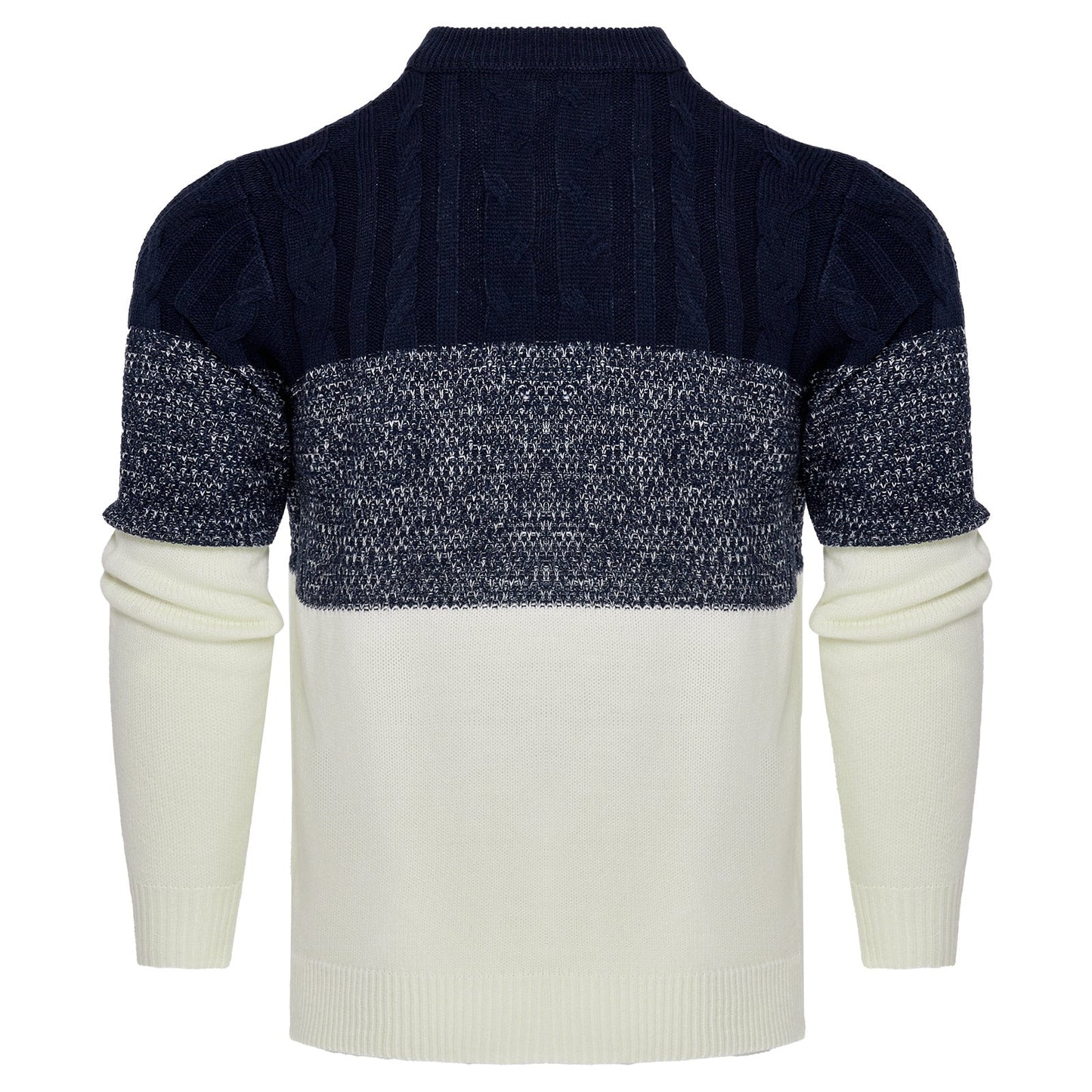 Trendy Cable Knit Pullover – Men’s Casual Long Sleeve Color Block Sweater Fashion