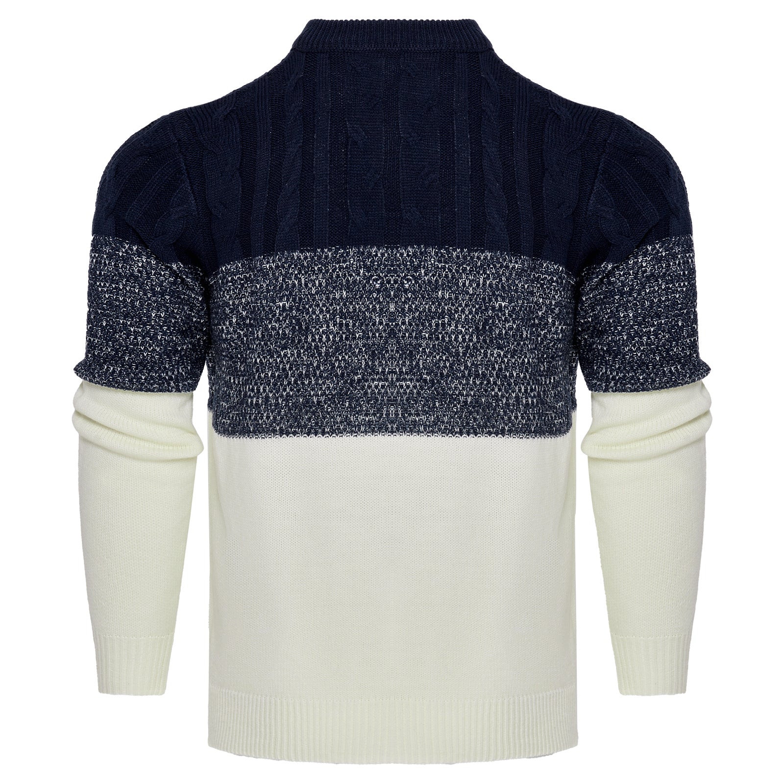 Trendy Cable Knit Pullover – Men’s Casual Long Sleeve Color Block Sweater Fashion