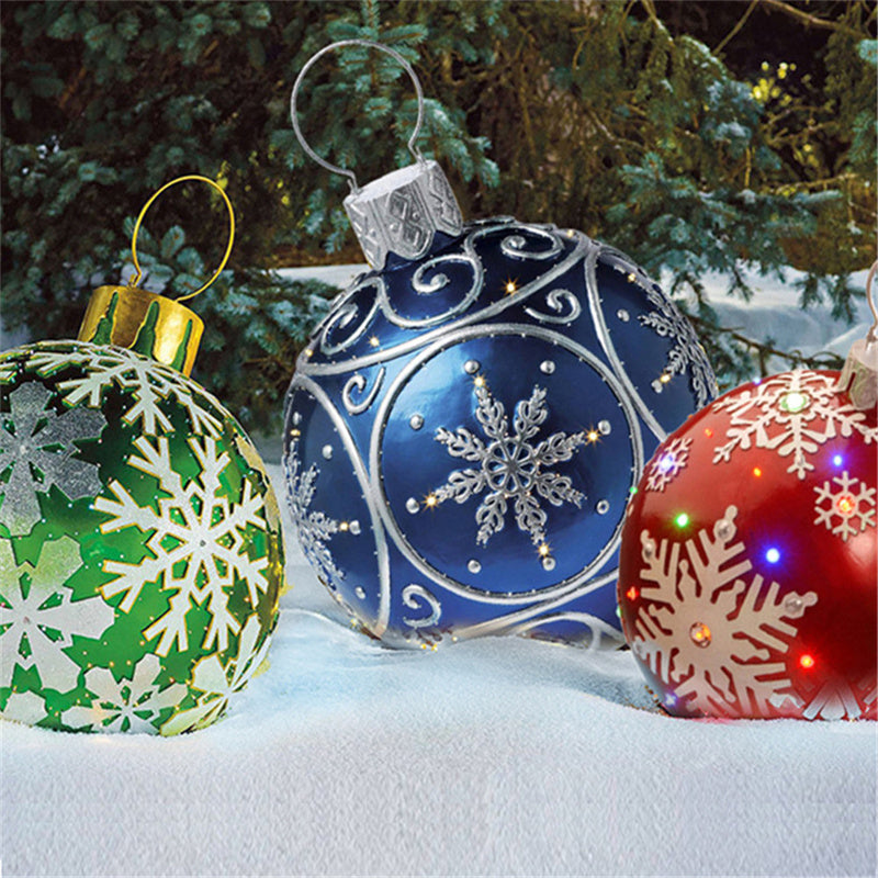 Large 60CM PVC Christmas Ball – Inflatable Xmas Ornament for Yard or Tree Home