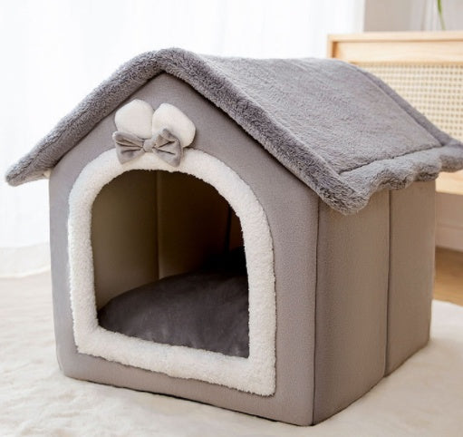 Foldable Dog House Pet Cat Bed Winter Dog Villa Sleep Kennel Removable Nest Warm Enclosed Cave Sofa Pets Supplies Animals