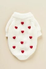 Cream Heart-3D Motif Pet Sweater - Image 2