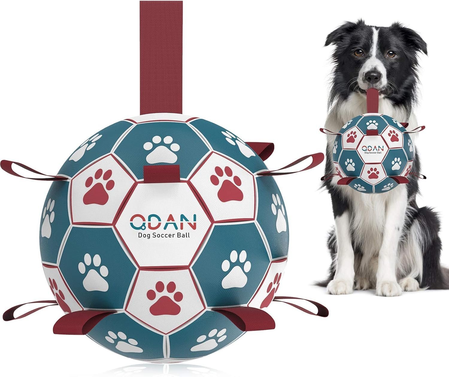 7116GRi5D4L._AC_SL1500_.jpg Dog Toys Soccer Ball with Straps, Interactive Toys for Tug of War, Dog Balls for Small Medium Dog - Image 1