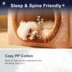 Jiupety Cute Small Dog House Indoor, Foldable Dog House Kennel Bed Mat with Cushion, L Size Dog Tent Up to 31 lbs Dog, Brown - Image 4
